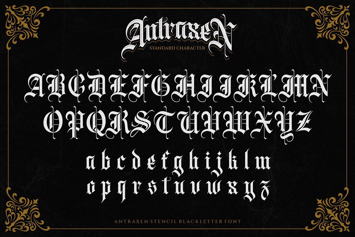 Antraxen for Tattoo & Liquor Brand, a Blackletter Font by ilhamtaro (Photo 7 of 10)