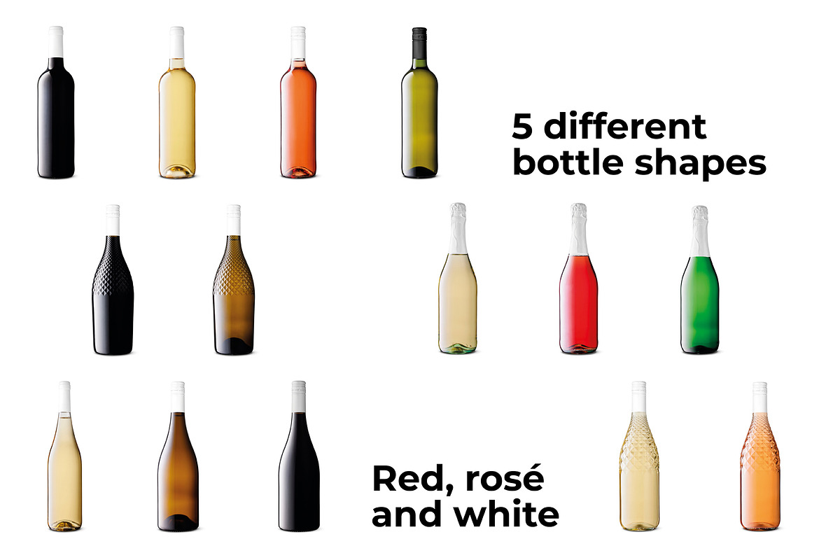 Wine Bottles Set, a Cups & Container Mockup by Moixo studio (Photo 4 of 7)