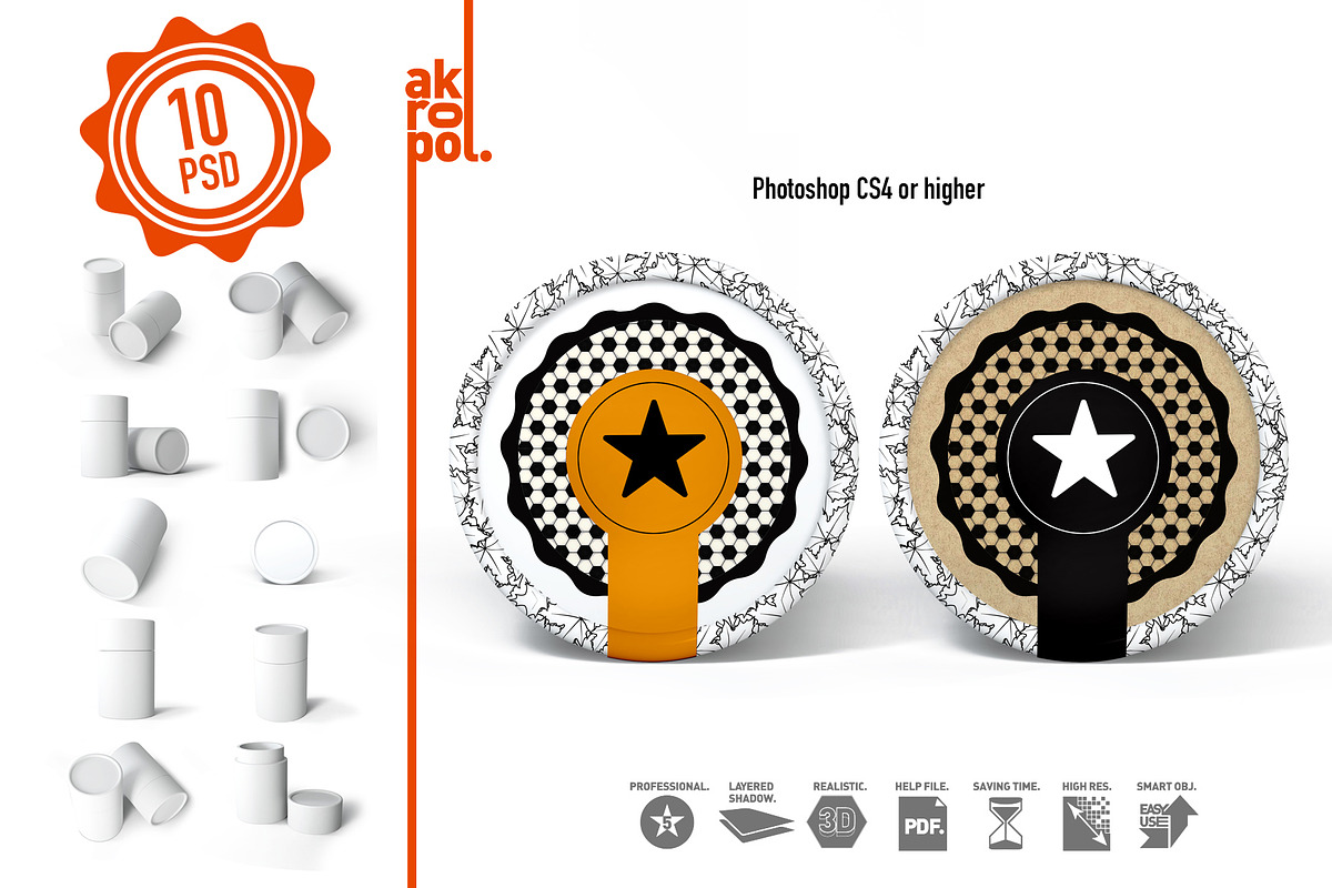 Paper tubes (big) Mock up, a Packaging Mockup by akropol (Photo 6 of 10)