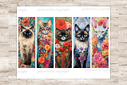 Floral Cats Bookmarks Pets Printable, an Animal Illustration by GlamArtZhanna (Thumbnail 3 of 3)