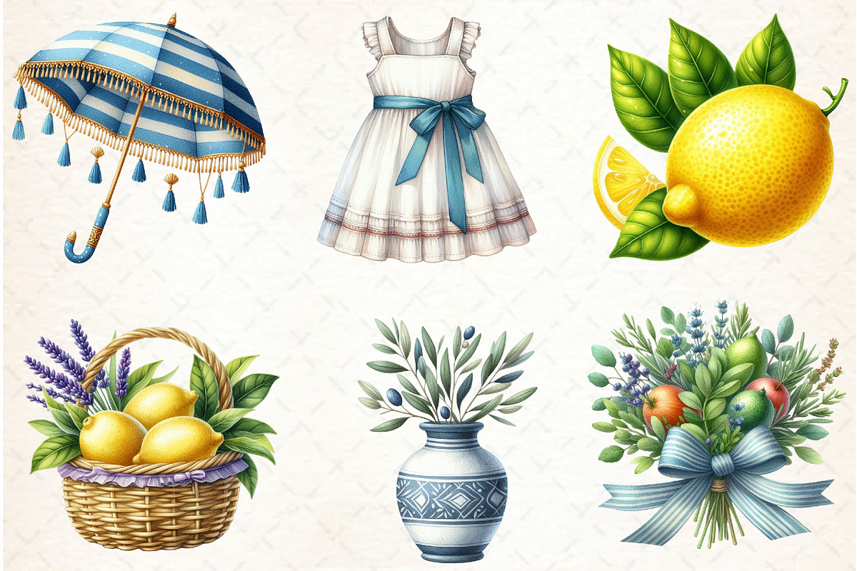 Sun-Kissed Summers Watercolor Clipar, an Illustration by Libby Wishes (Photo 4 of 11)