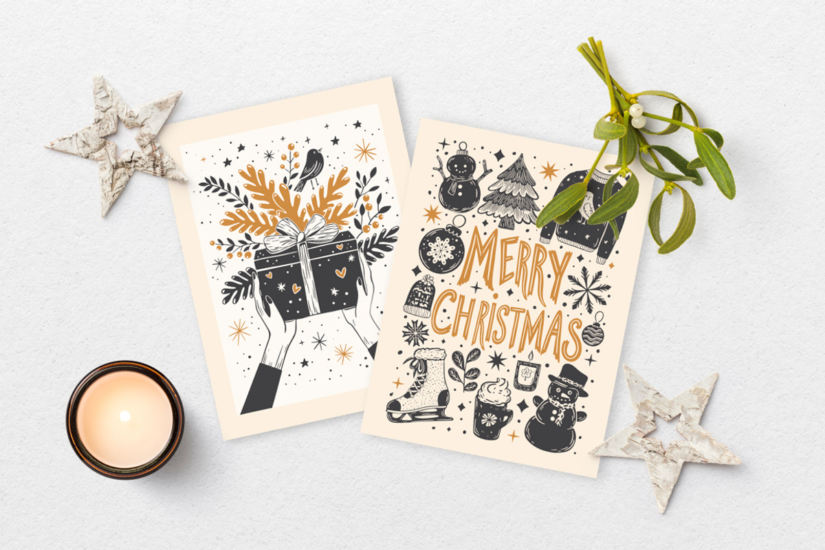 Vintage Linocut Christmas Kit, a Seasonal Illustration by DariSmartArt (Photo 4 of 18)