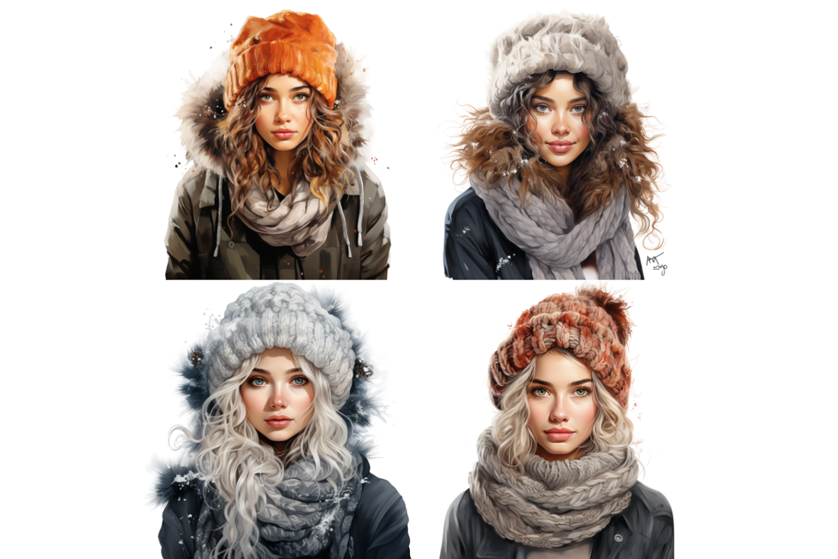 Watercolor Winter Girl Cliparts, a Person Illustration by Mash Mash Stickers (Photo 5 of 9)