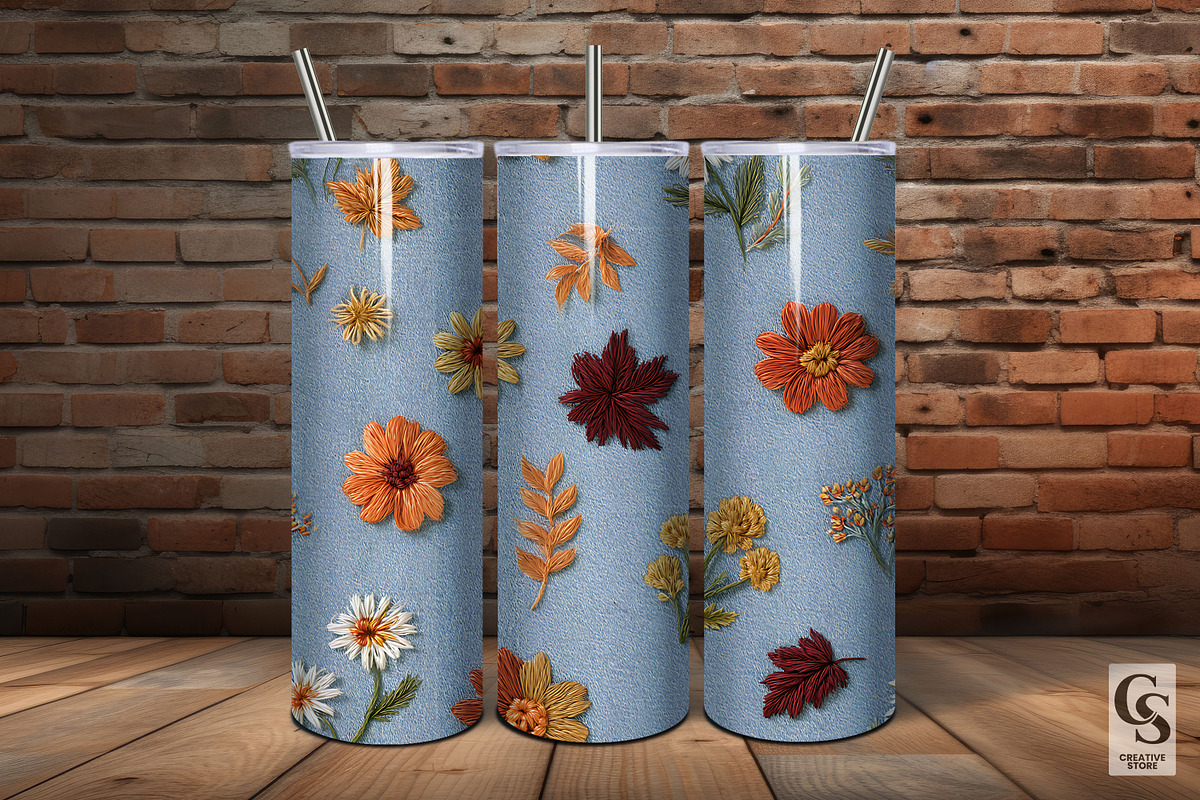 Fall Embroidered Denim Patterns, a Pattern Graphic by Creative Store (Photo 5 of 5)