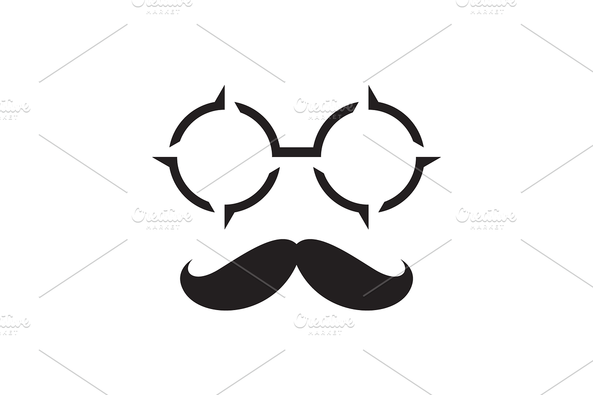 compass man mustache man face logo, a Branding & Logo Template by devastd