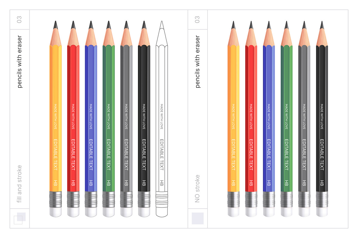 Vector Pencils with Editable Text, an Object Graphic by Side Project (Photo 5 of 5)