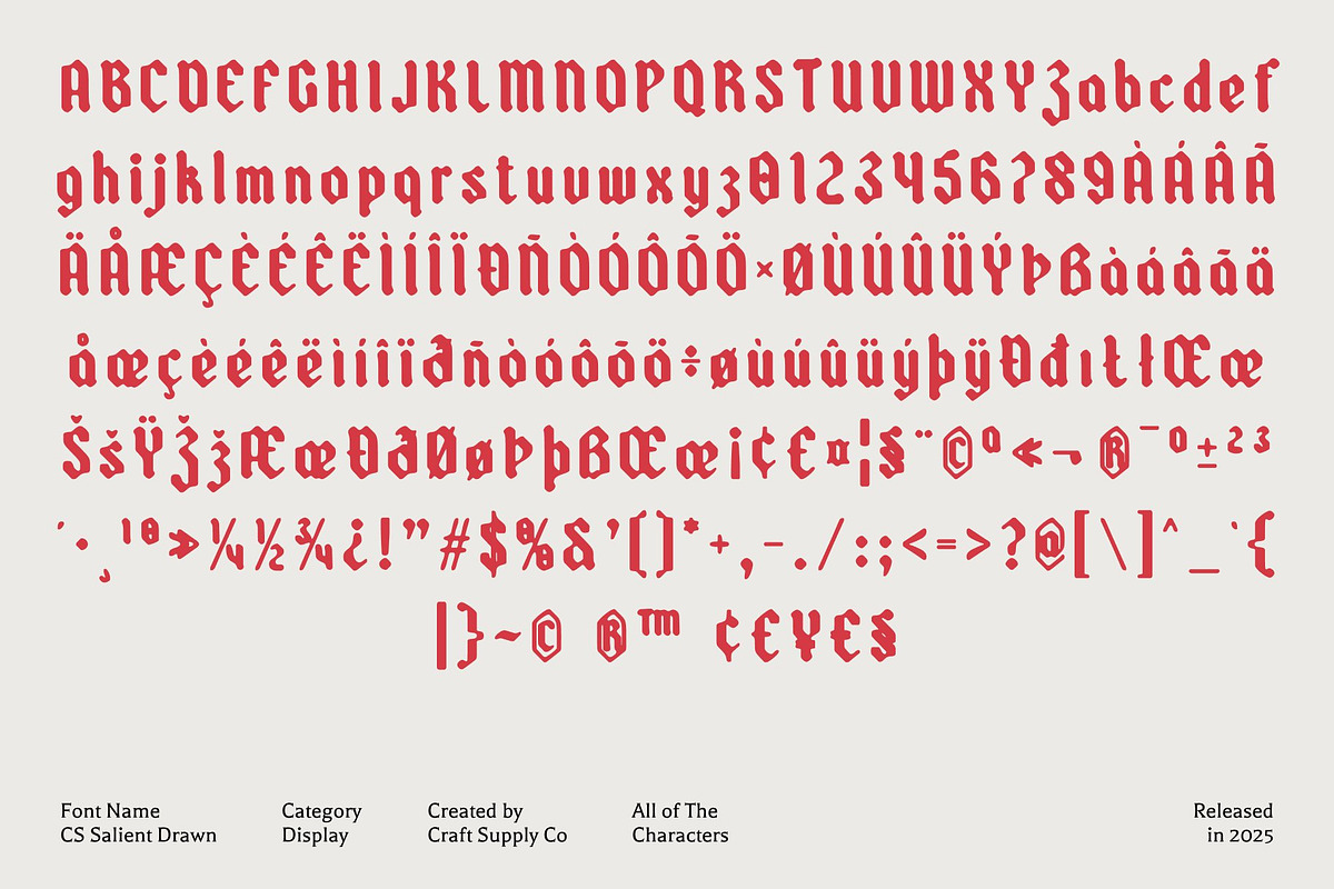 CS Salient Drawn, a Blackletter Font by Craft Supply Co. (Photo 8 of 8)