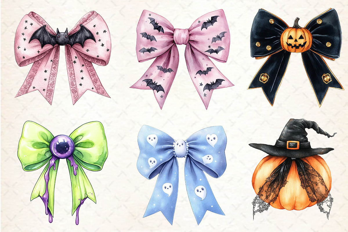 Halloween Coquette Bow Clipart, an Illustration by Dream Creation (Photo 6 of 7)