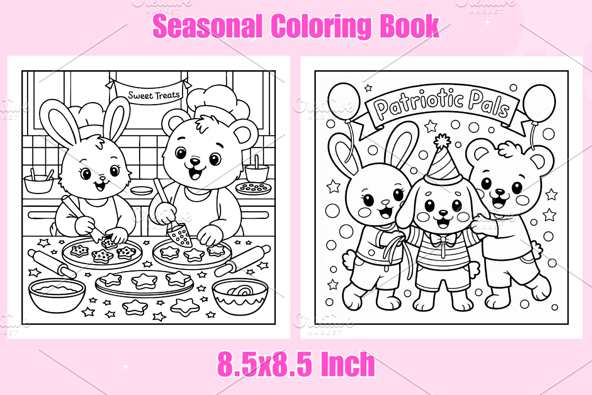 Us 4th July Coloring Pages For kids, a Seasonal Illustration by Coco Bloom (Photo 3 of 3)