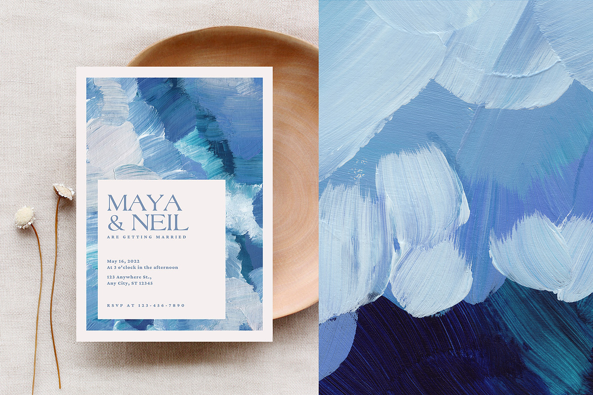 Blue Painted Abstract Backgrounds, a Texture Graphic by Basia Stryjecka (Photo 7 of 18)