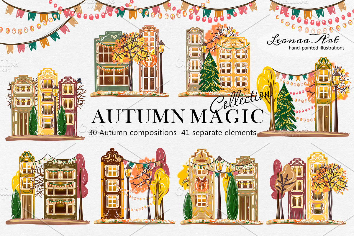 Autumn Magic Clip Art Set, a Seasonal Illustration by Leonaa art (Photo 3 of 9)