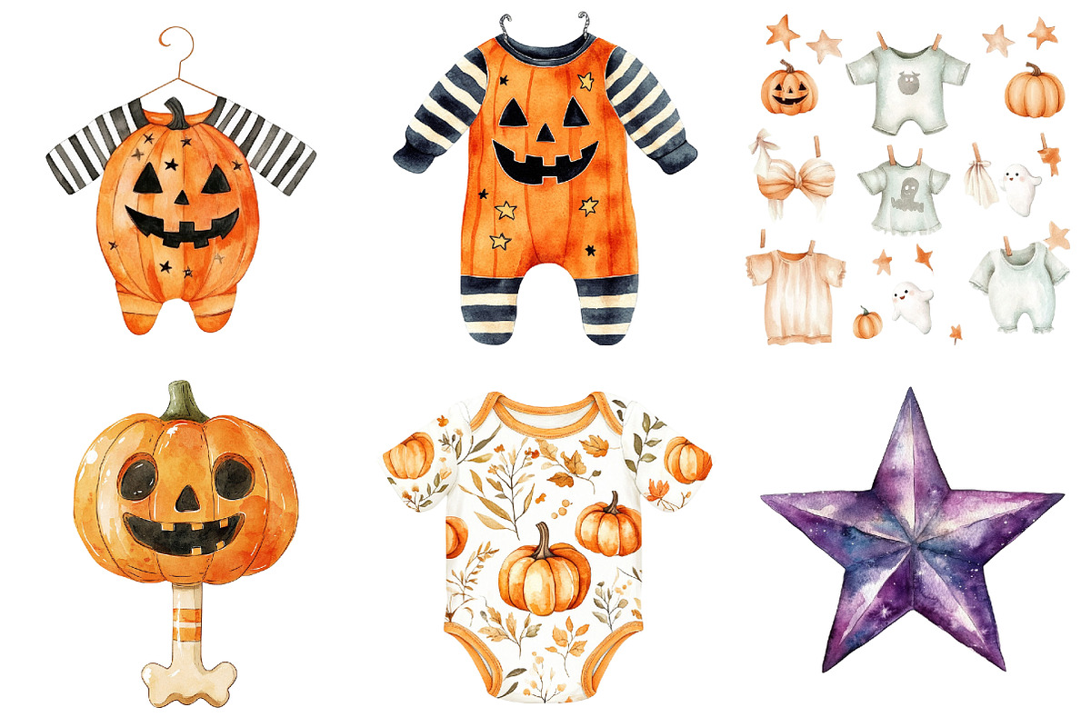 Halloween Baby Clipart Bundle, a Seasonal Illustration by CitraGraphics (Photo 5 of 8)