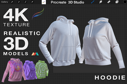 Procreate 3D Model - Hoodie, an Object 3D Model by Procreate3dStudio