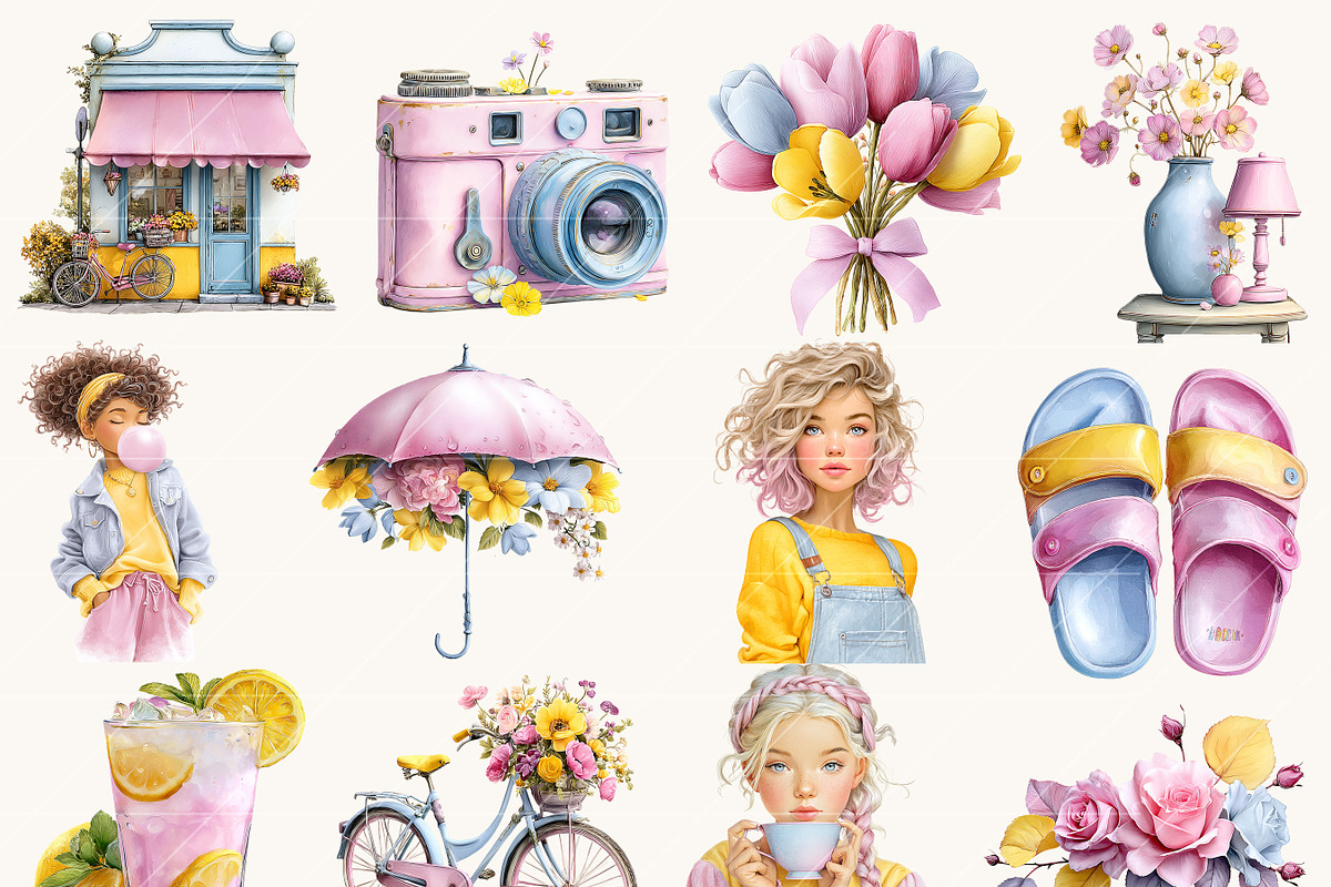 Yellow Spring Summer Planner Clipart, a Seasonal Illustration by BusyDaydesign (Photo 2 of 9)