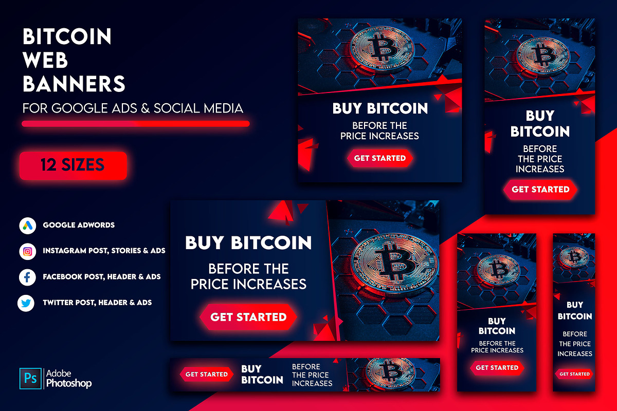 Red Bitcoin & Trading Google Ads, Web Banners & Post