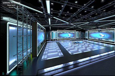 Virtual TV Studio News Set 8, a Scene 3D Model by akerStudio