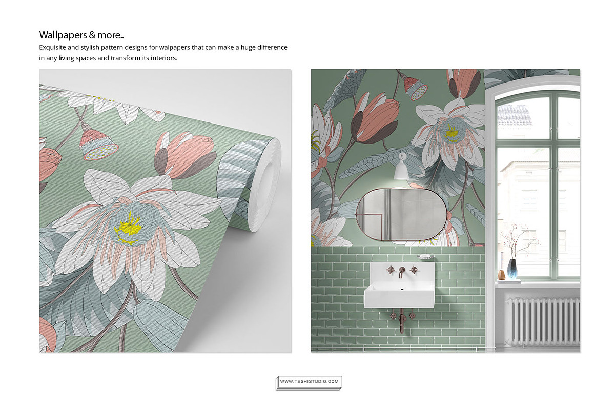 Lotus Vector Pattern & More!, a Wallpaper Graphic by Pink Linen (Photo 9 of 15)