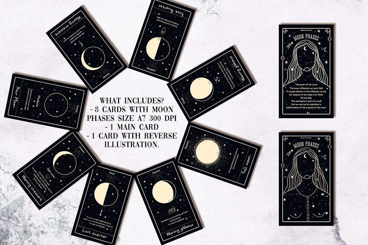 Moon phases mystical ritual cards, an Illustration by Cocoa studio by Eliza M (Photo 3 of 5)