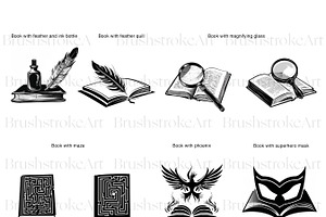 Book Silhouette Clipart, Open Book