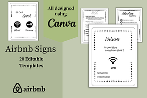 20 Airbnb Sign Bundle Template, a Stationery Template by SassyCorners