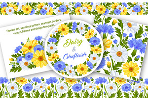 Set With Daisy And Cornflower