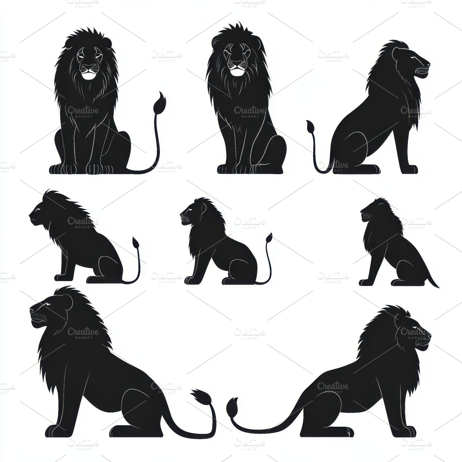 Majestic Lion Silhouettes in Various, an Animal Photo by Pixeness Studio