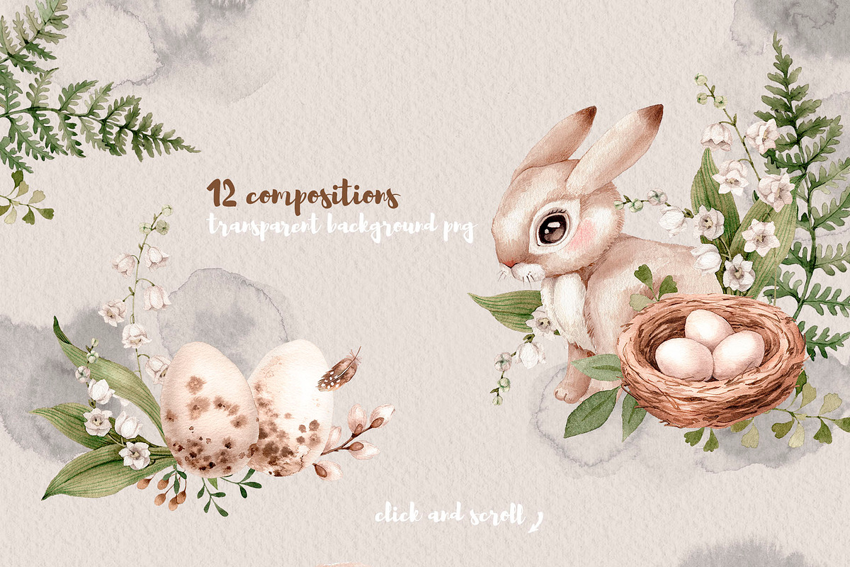 Easter Bunnies. Watercolor forest, an Animal Illustration by Alamella (Photo 2 of 12)