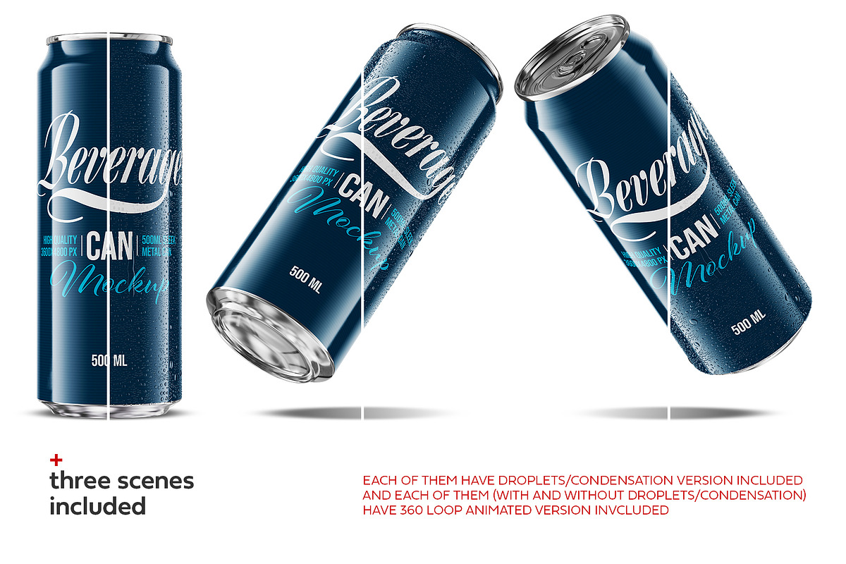500ml Classic Can Mockup | ANIMATED, a Packaging Mockup by AY Mock-Ups (Photo 5 of 15)