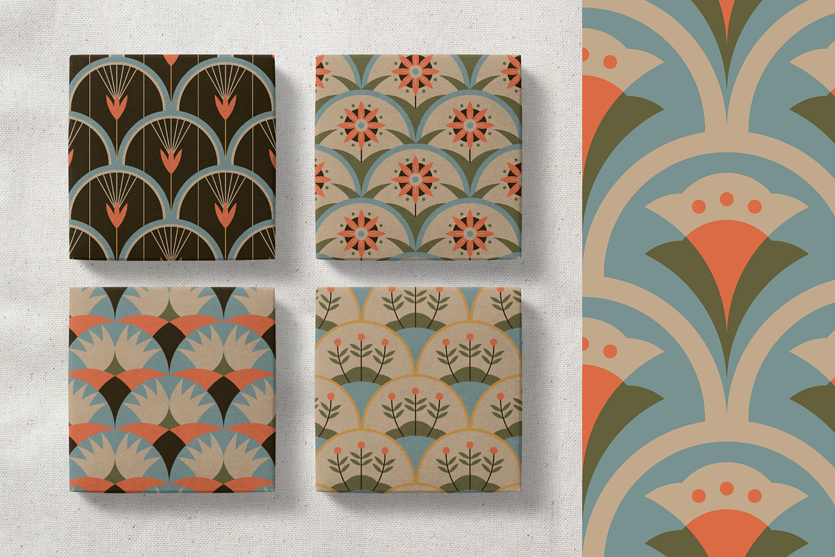 Retro Floral Seamless Patterns V2, a Pattern Graphic by Firowerk (Photo 2 of 5)