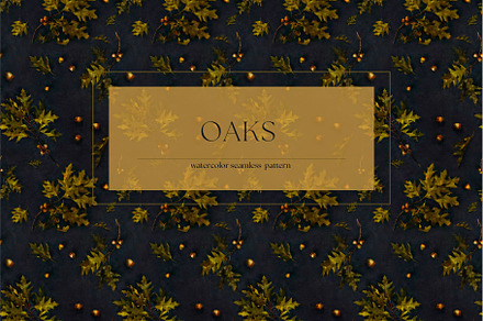 Oaks Watercolor Seamless Pattern