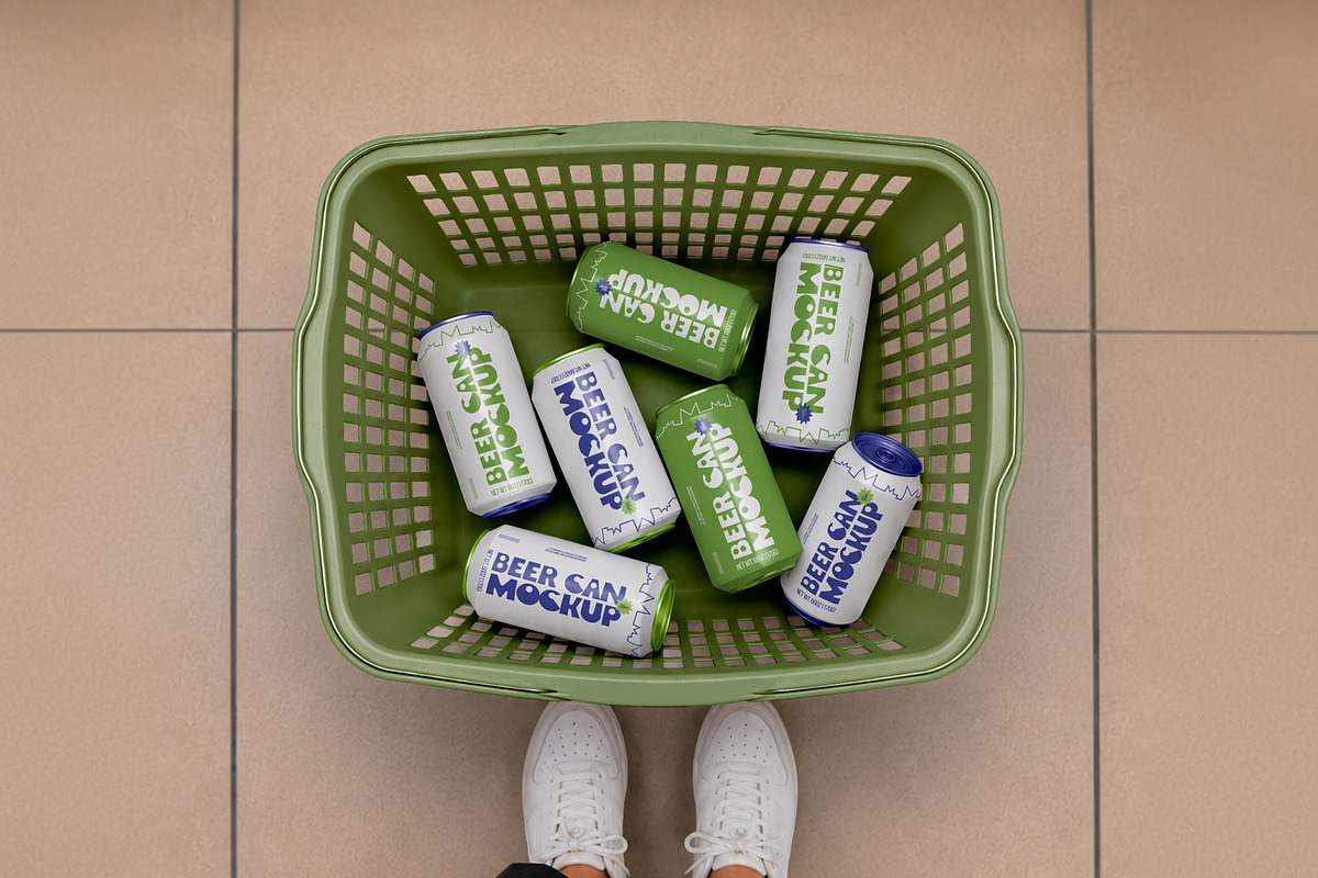 Shopping Basket Beverage Cans Mockup, a Cups & Container Mockup by The Rose Project (Photo 2 of 3)