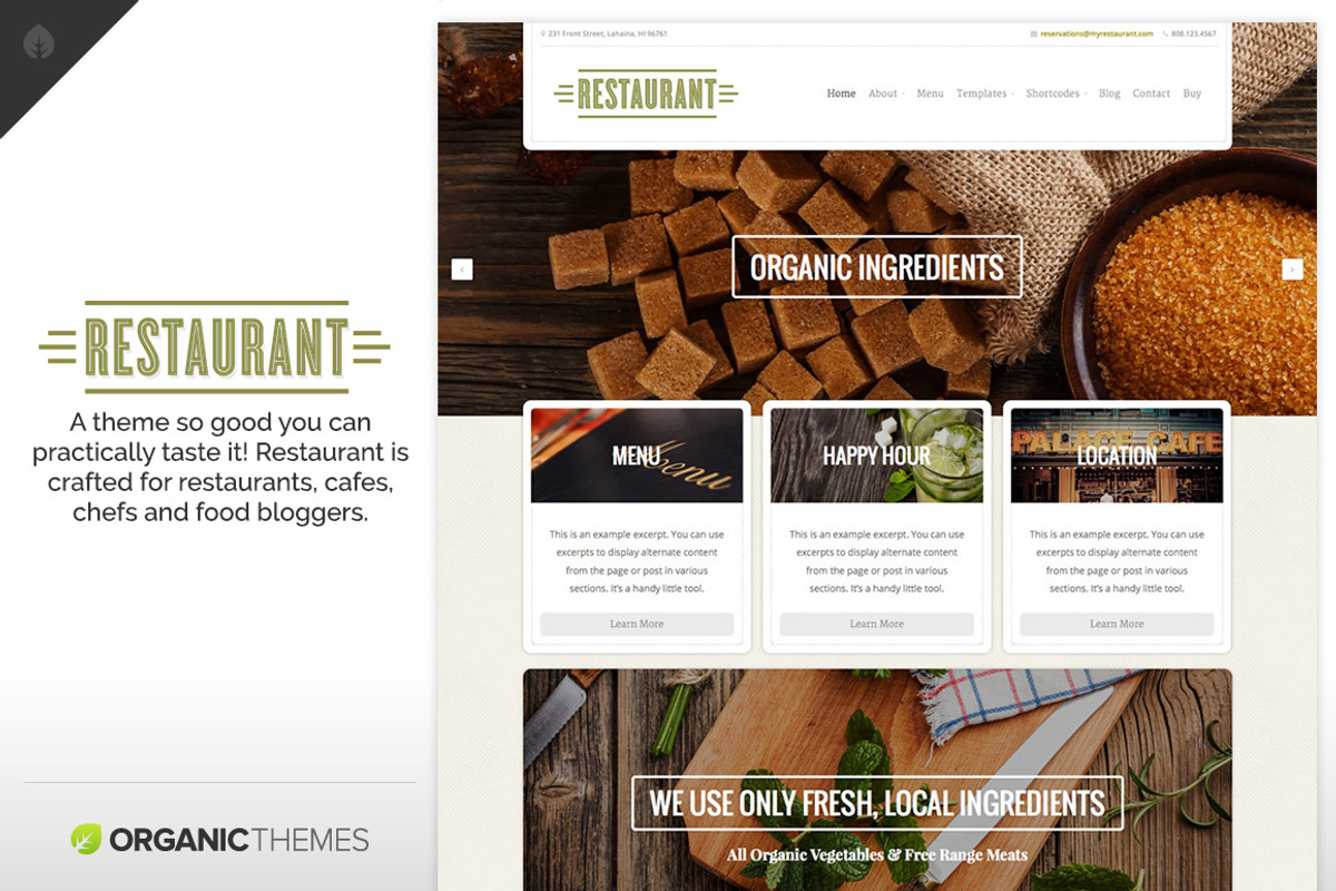 Restaurant Theme, a WordPress Template by Organic Themes