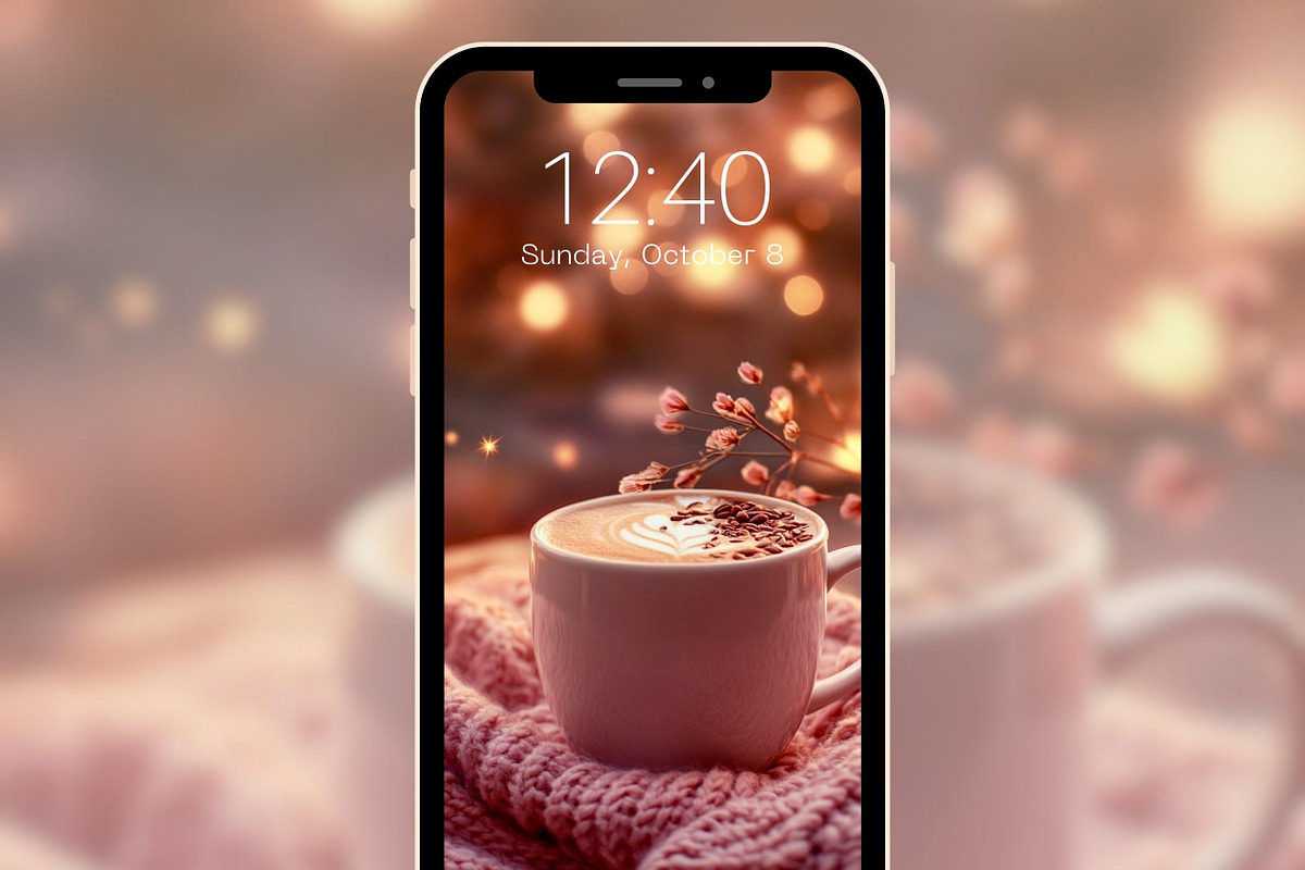 Cozy Coffee Latte Phone Wallpapers, a Wallpaper Graphic by Kalindiprints (Photo 2 of 6)