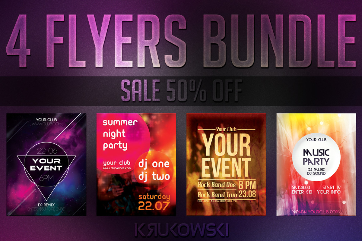 Simple Event Flyers Bundle, a Flyer Template by Krukowski Graphics
