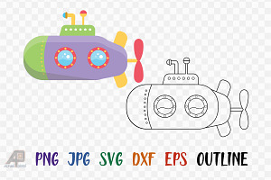 Submarine Outline Clipart