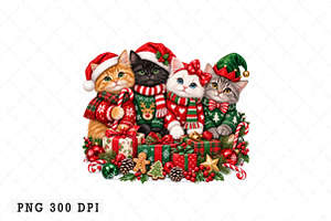 Cute Holiday Cat Family Design