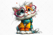 Whimsical Valentine Cats Clipart, an Illustration by Craft Nest (Thumbnail 11 of 11)
