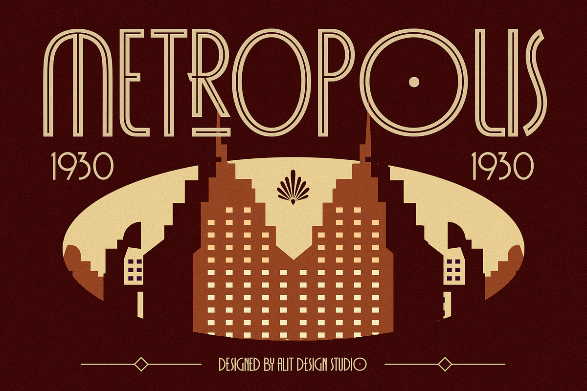 Decomang Art Deco Typeface, a Sans Serif Font by alit design (Photo 3 of 20)