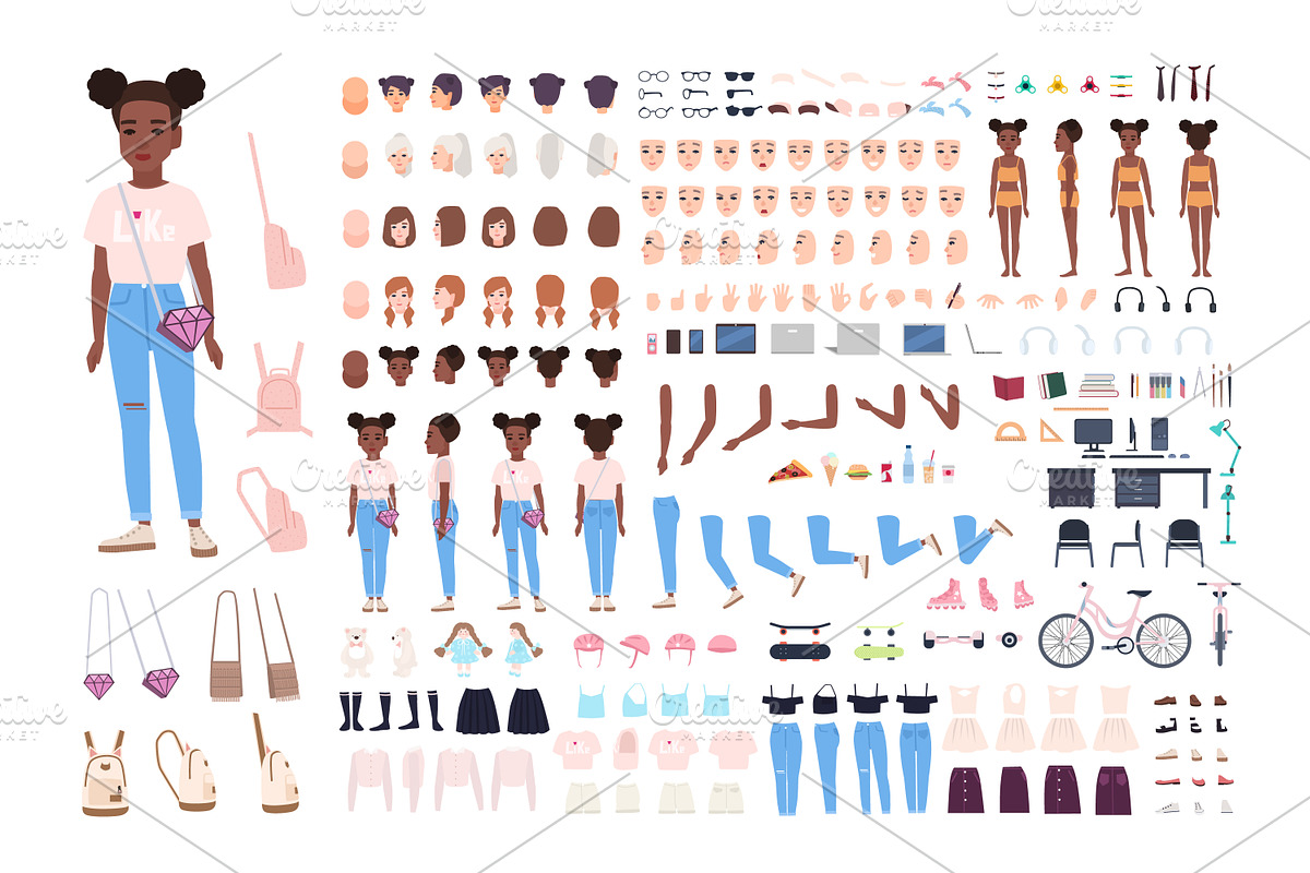 Little girl character constructor, an Education Illustration by Good Studio (Photo 1 of 3)