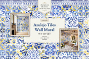 Azulejo Tiles Wall Mural Print, a Wallpaper Graphic by ilonitta (Thumbnail 1 of 10)