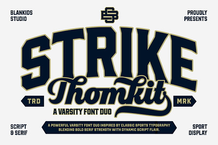 Thomkit Strike a Varsity Font Duo, a Serif Font by Blankids Studio