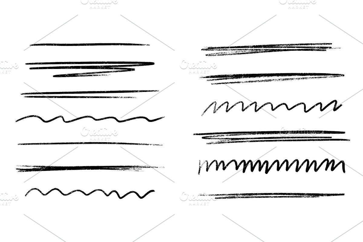 Black underline crayon brush strokes, a Texture Illustration by YuliiaOsadcha