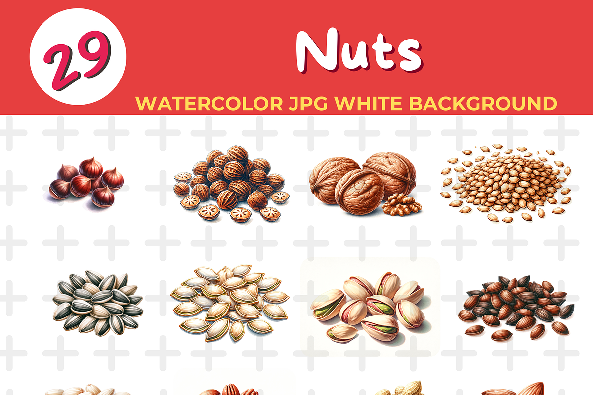 nuts watercolor Jpg Background, a Food Illustration by John_Walker (Photo 2 of 2)