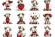 Quirky Valentines Dogs Clipart, an Illustration by Designking (Thumbnail 2 of 5)