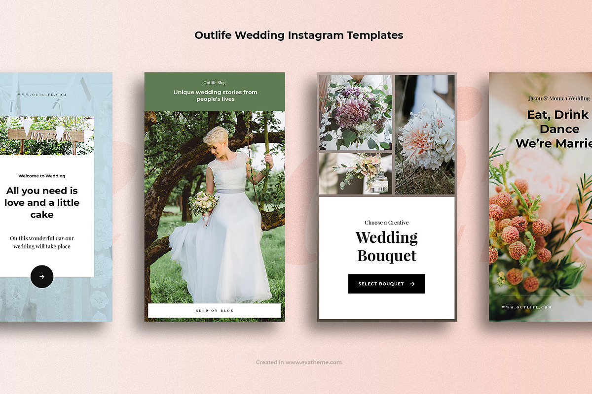 Outlife Wedding Instagram Templates, a Social Media Template by Creatoly (Photo 3 of 3)