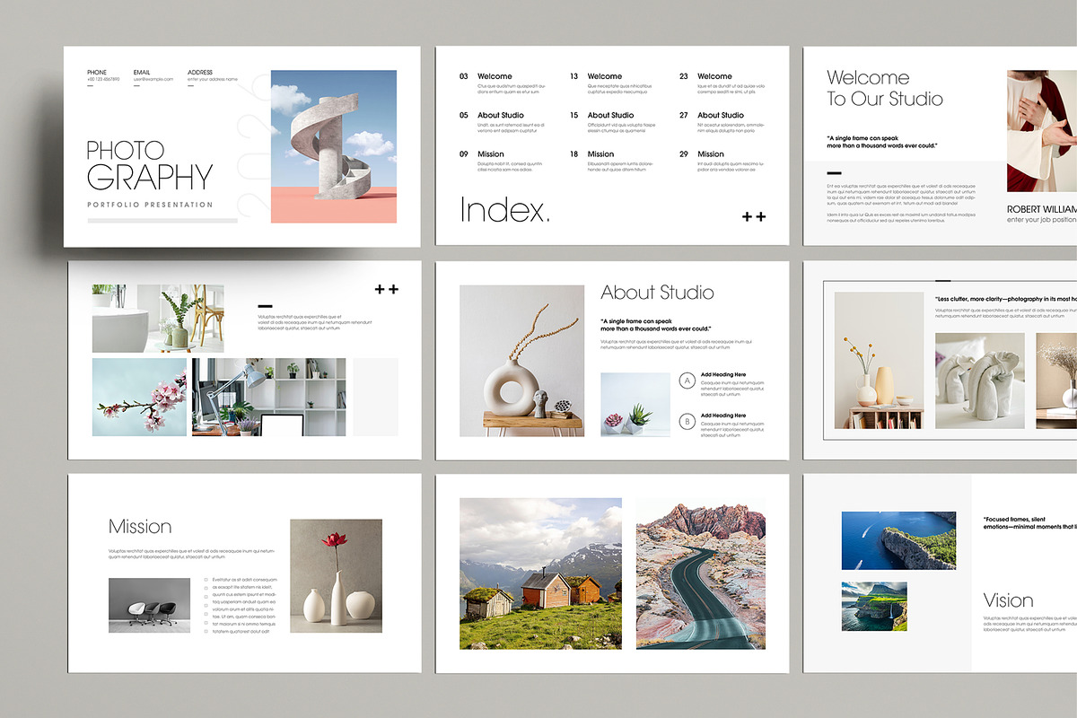 Photography Portfolio Presentation, a Presentation Template by MightyDesign (Photo 1 of 8)