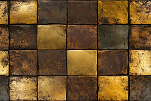 Seamless Copper and Brass textured surface composed of rectangular metallic til, a Texture Graphic by Textures & Backgrounds