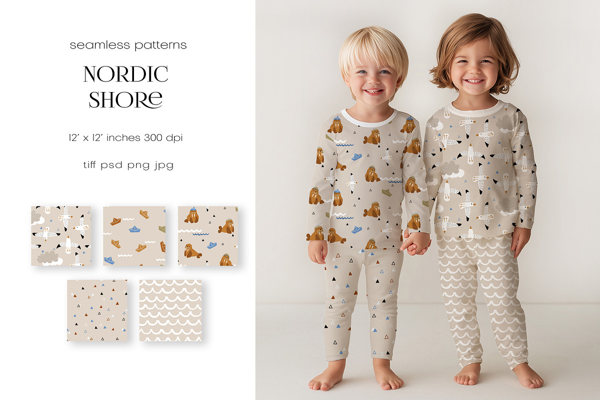 Nordic Shore – Patterns Collection, a Pattern Graphic by PROTEA Watercolor Studio (Photo 8 of 10)