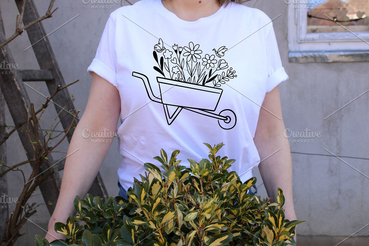 Floral Wheelbarrow svg, Wheelbarrow, an Illustration by Rajbir-Designs (Photo 3 of 6)