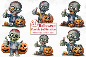 Halloween Zombie Sublimation, a Seasonal Illustration by Craft Nest